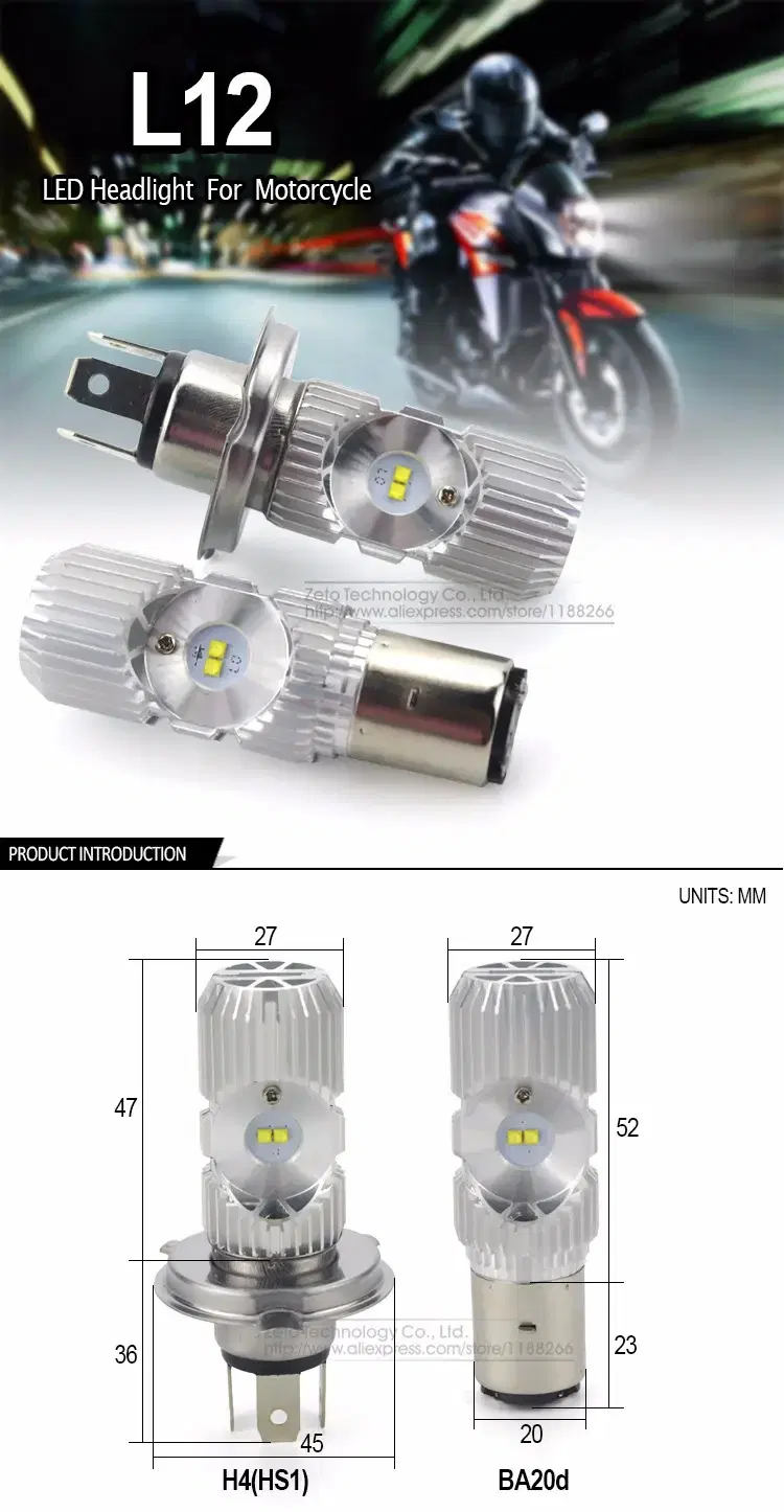 LED H4 10w 1400LM 6500K DC 9-85V